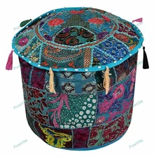 Pouf Ottoman Ethnic Indian Floral Pouffe Cover Floor Foot stool USA Location