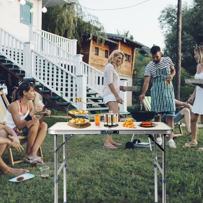 In/Outdoor 2.3/3/6 FT Aluminum Folding Table Handle BBQ Camping Patio Portable