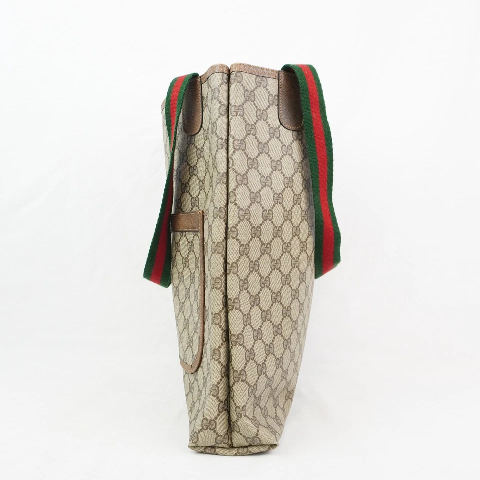 Gucci GG Supreme Coated Canvas Sherry Line Tote Bag In Beige With Web Strap - Image 2 of 4