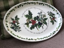 NEW LG.PORTMERION HOLLY &IVY.OVEN TO TABLE 33x23cm.OVAL TURKEY PLATE. NO BOX.