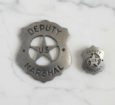 Gunsmoke US Marshal 1.75" Pewter Badge  US Marshal Western Hat Pin Set