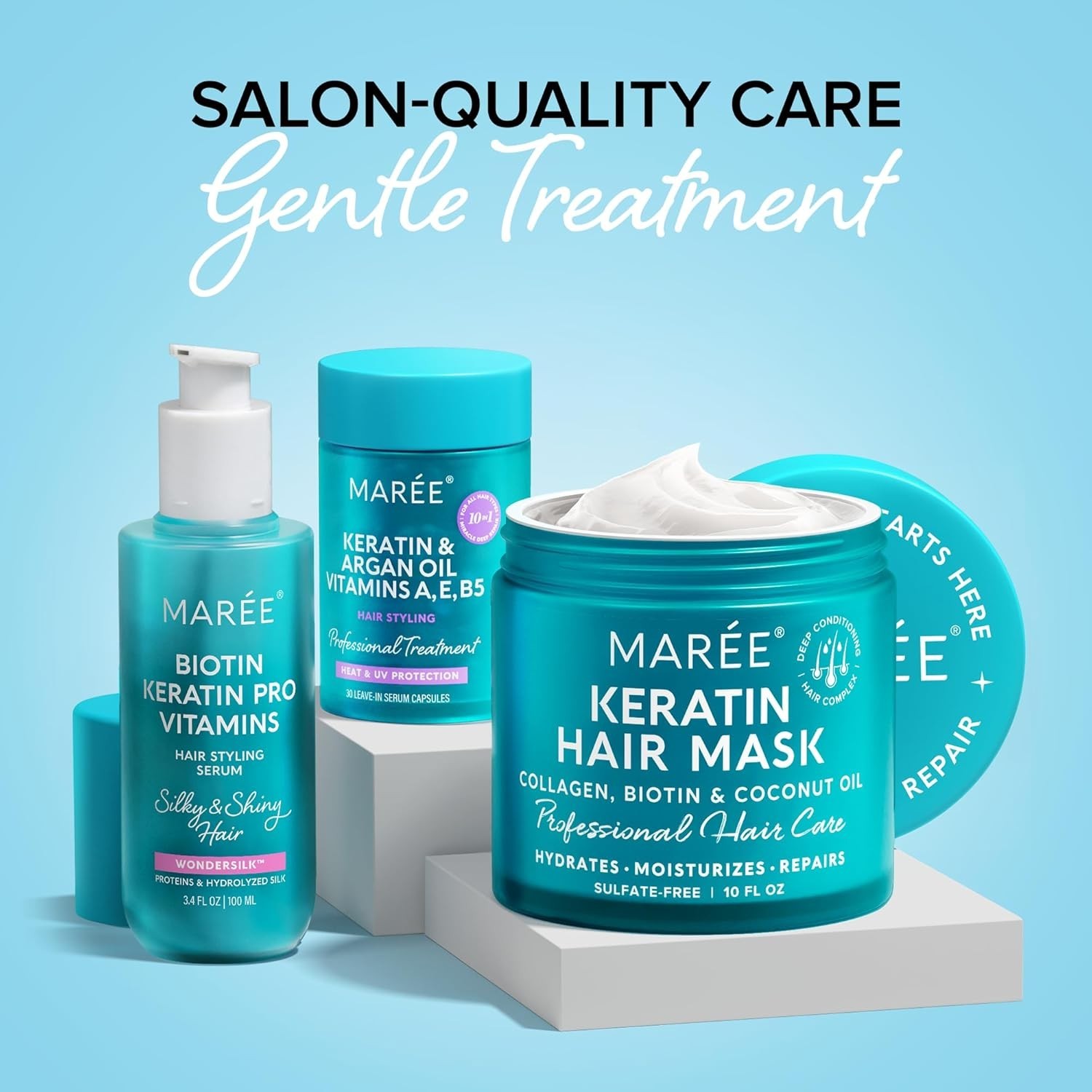 MAREE Hair Oil for Frizzy Hair with Keratin, Biotin and Vitamins - Hair Serum