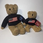 Vintage 1990 TY Beanie Babies Buddy Curly Bear American Flag Harry Hannah w/ Tag