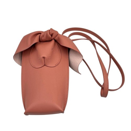 LOEWE Bunny Pocket Pink Leather Shoulder Bag Women 116cm Strap Auth