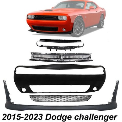 Front Bumper Cover Primed & Grille Assembly Kit For 2015-2023 Dodge challenger