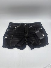 True Religion Girls Denim Black Shorts Maisie High Rise Size 14