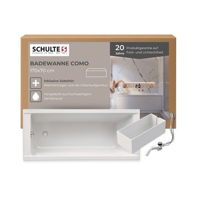 Schulte Badewanne Wanne Acrylwanne Acryl Weiß Eckwanne Reckteck Como