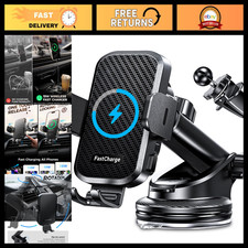 15W Fast Wireless Car Charger Phone Holder Mount, Auto Clamping for iPhone, Sa