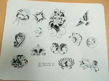 Vintage 1975 Picture Machine Spaulding Rogers Tattoo Flash Sheet 21 Zodiac Signs