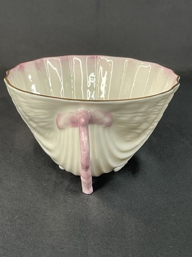 BELLEEK NEPTUNE Pink Gold Trim Footed Tea Coffee Cup - Picture 2 of 19