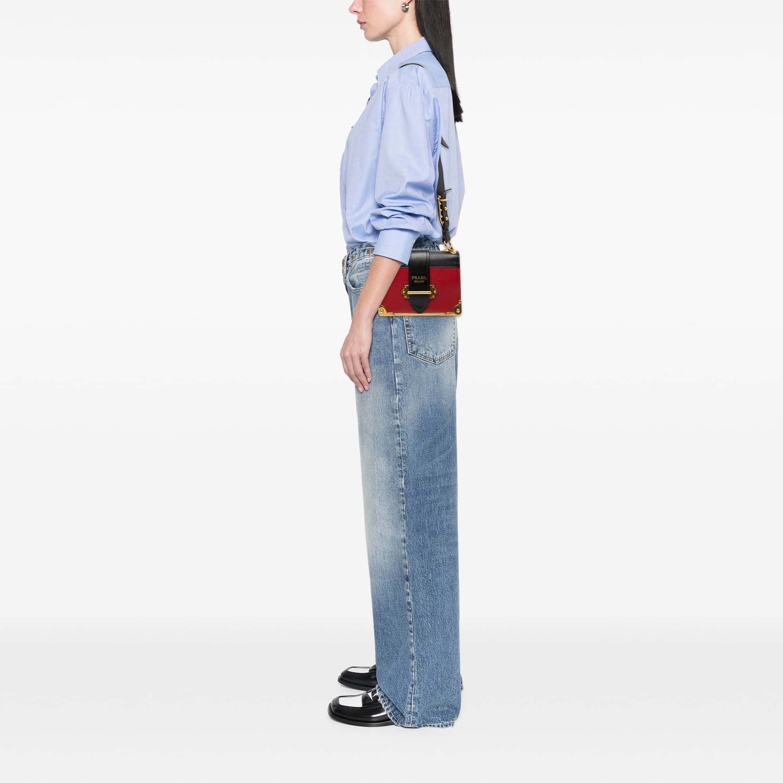 Authenticated Prada Saffiano Trimmed City Calf Cahier Crossbody Black Leather thumbnail 6