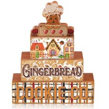 4 Pcs Christmas Gingerbread Man Table Sign Christmas Cookie Wooden Decorative...