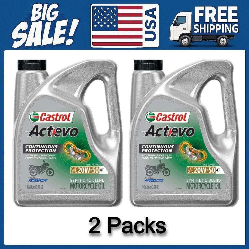 Castrol Actevo 4T 20W-50 Part Synthetic Motorcycle Oil, 1 Gallon