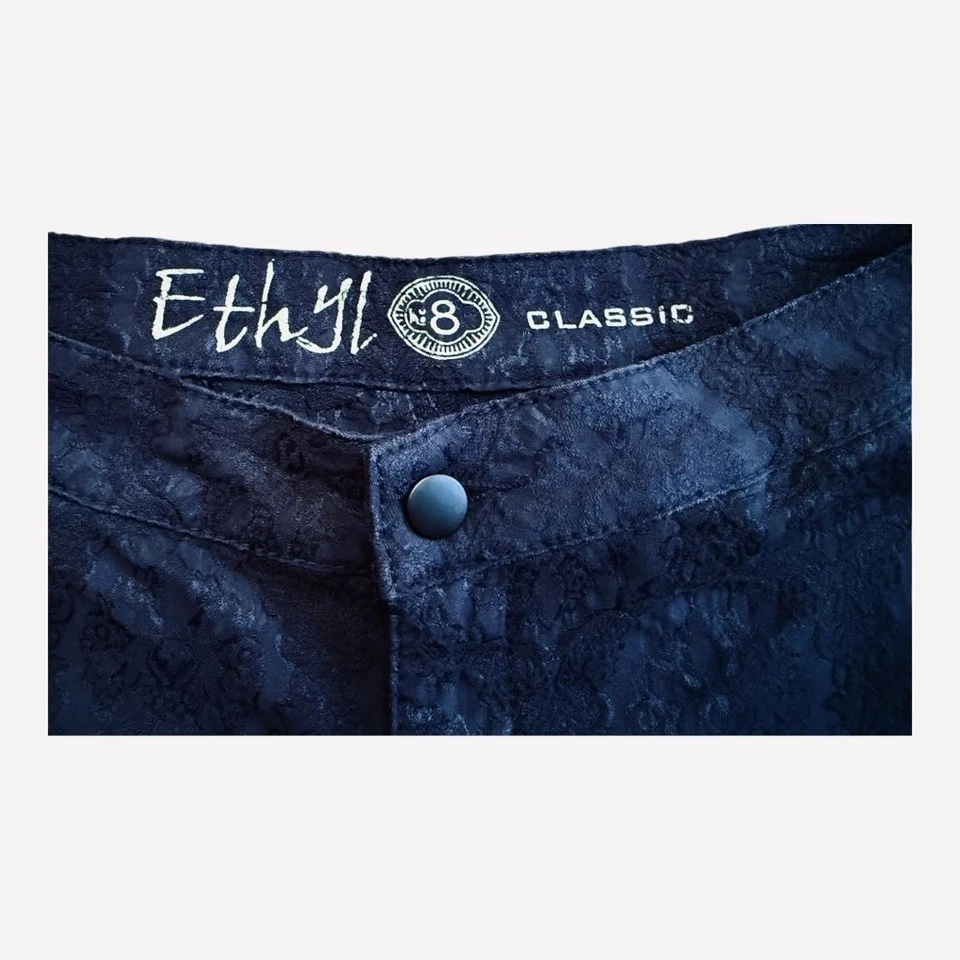 Women's Ethyl Classic Navy Patterned Anklle Pants Size 8 - Image 3 of 4