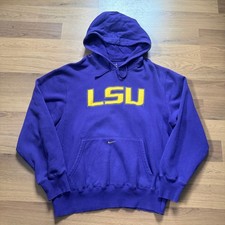 Men's Nike LSU Louisiana State Tigers Purple Hoodie Pullover Sweatshirt Sz Large