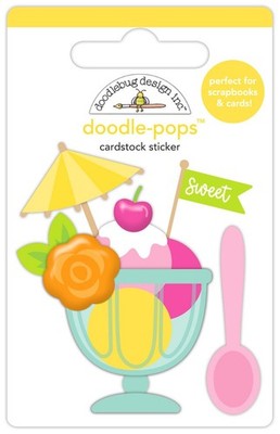 Doodlebug Stickers Doodle-Pop 3D Sweet Celebration Ice Cream Sundae Umbrella