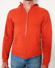 Hanes Premium EcoSmart Full-Zip Hoodie   Orange   Men's Small, Great for Hunting