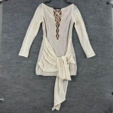 House Of CB Dress Medium Carmelita Crochet Lace Up Mini White Bodycon Party