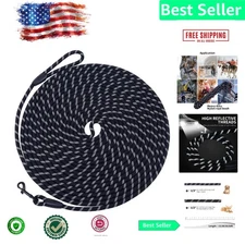 Dog Leash Long 30ft Reflective Nylon Rope Swivel Hook Recall Agility Outdoor