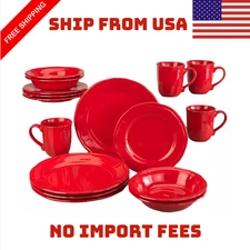 Red Ceramic Soft Scallop 16-pc. Dinnerware Set NEW IN BOX