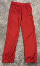 Air Jordan Youth L Sweatpants Red Pockets Jordan Black Logo Elastic Waist Flaw