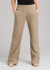 prAna Mantra Pants Women Medium Khaki Hemp Blend Pull On Comfort Elastic Waist