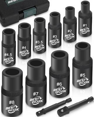 12Pcs Magnetic Tap Socket Set, 1/4'', 3/8'' Square Drive Tap Handle Tool