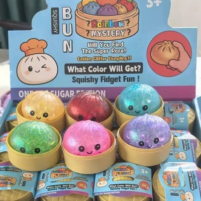 6 Squishy Dumpling Stressball TPR Fidget Spielzeug Dekompression Geschenk mit Bo