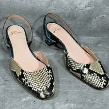 J. Crew Embossed Leather Heeled Snakeskin Slip On Pumps Women's Size 9