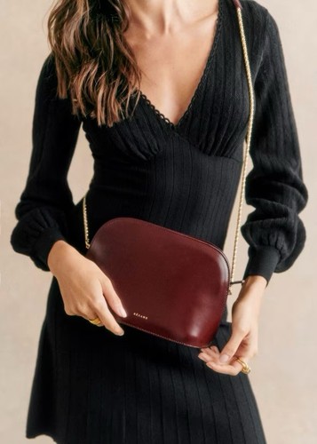 Sezane Delia black mini a line viscose sweater long sleeve dress size medium