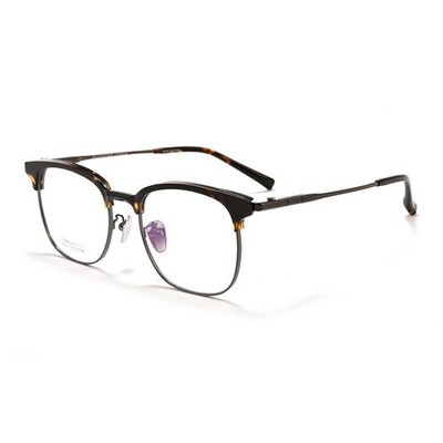 Men Browline Eyeglasses Frame Ultra-light Spring Hinge Business Fashion Glasses