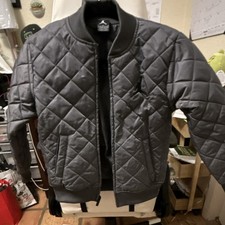 Jordan Boys' Quilted Gray Diamond Pattern Bomber Jacket Zip Long Sleeve Logo