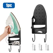 Heavy Duty Ironing Board Holder Wall Mount Iron Rack with Hooks for Laundry Room