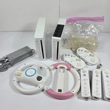 Lot of 2 Nintendo Wii Video Game Console bundle FOR PARTS/REPAIR Power On