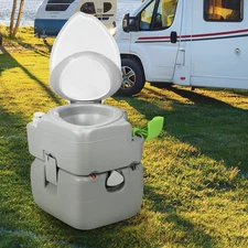 5.8 Gal Portable Toilet Camping Porta Potty with Diagonal Enlargerd Bowl Outdoor