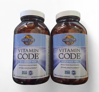 Garden of Life Vitamin Code 50 & Wiser Men 240 Veg Caps 2 Bottles 60 day supply