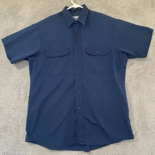 Vintage Sears Roebuck Button Up Shirt Mens Sz L Blue Short Sleeve Work