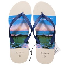 Men's Flip Flop Thong Sandals Beach Pool Summer Size US 11M Blue Ocean Print