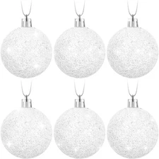 Glitter Christmas Balls Ornaments White Snowball Ornaments Set Mini Plastic X...