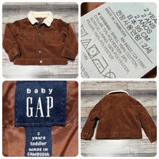 Gap Kids Corduroy Sherpa Trucker Jacket Size 2 Brown Tan Snap Button Toddler