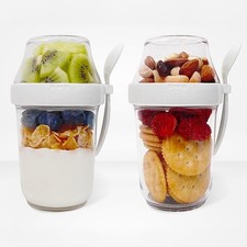 Felli On The Go Yogurt Parfait Snack Cups 12oz w/ Lid Spoon 2 Pack