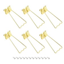 4.37" Easel Back, 6 Sets Metal Picture Frame Back Stand with Screws, Gold Tone