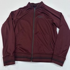 American Eagle Outfitters Track Jacket Men Size M Burgundy Full Zip Pockets Logo