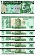 Guatemala 1 Quetzal 1995, UNC, 5 Pcs LOT, Consecutive, P-87c