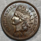 AU-UNC 1898 Indian Head Cent, Lustrous & Razor-Sharp.