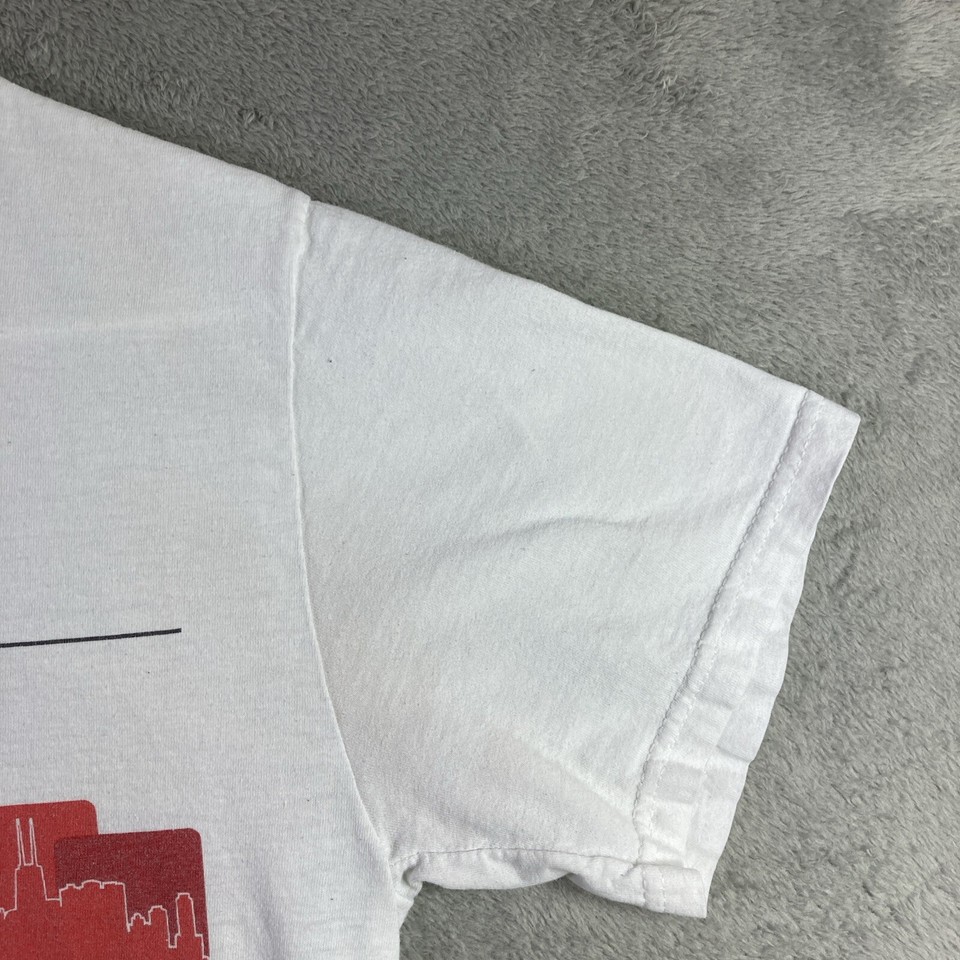 Vintage Chicago Trolley Shirt Adult Small White Y2K Graphic Tee Cotton