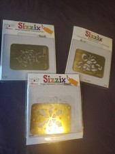 3 Sizzix Ellison Embossing Folders Lot Snowflake Spiderweb Bells
