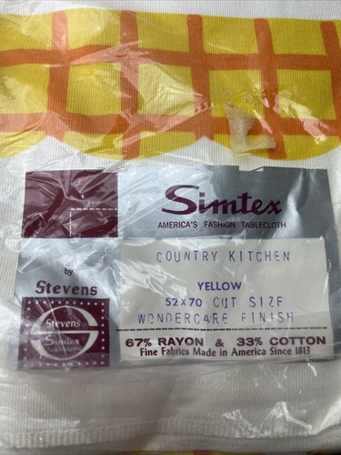 NOS Vintage Tablecloth Simtex Stevens Country Kitchen Yellow 52x70 - Picture 2 of 6