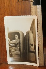 WWII Photo US GI's Smoking in Truck