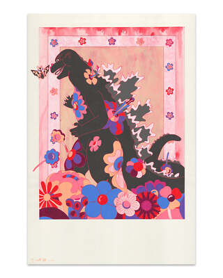 ゴーストタイプ　ポスター Godzilla Cherry Blossom by Murugiah Ltd Edition x/200 Poster Print